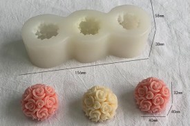 Molde silicona 3 mini esferas de rosas